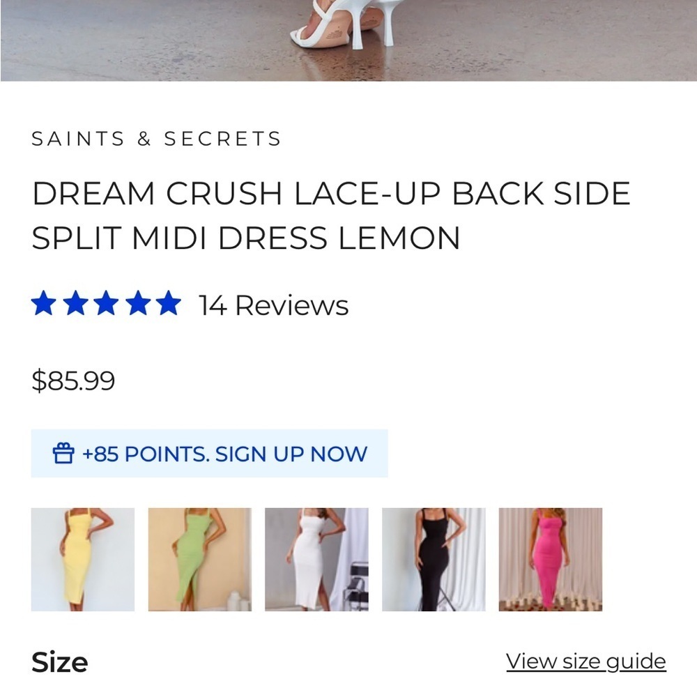Selfie Leslie Dream Crush Lace Up Midi Dress in Lemon S, M, L - Picture 4 of 9
